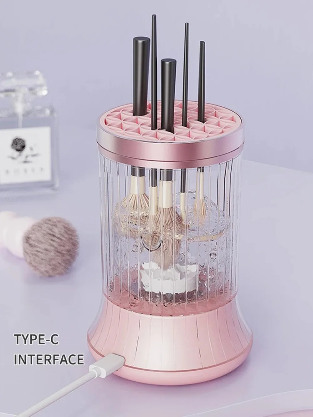 Description Picture 6 of itemRechargeable Electric Makeup Brush Cleaner Quick-dry Convenient Cosmetic Brush Cleaner Machine Visible Rotary
