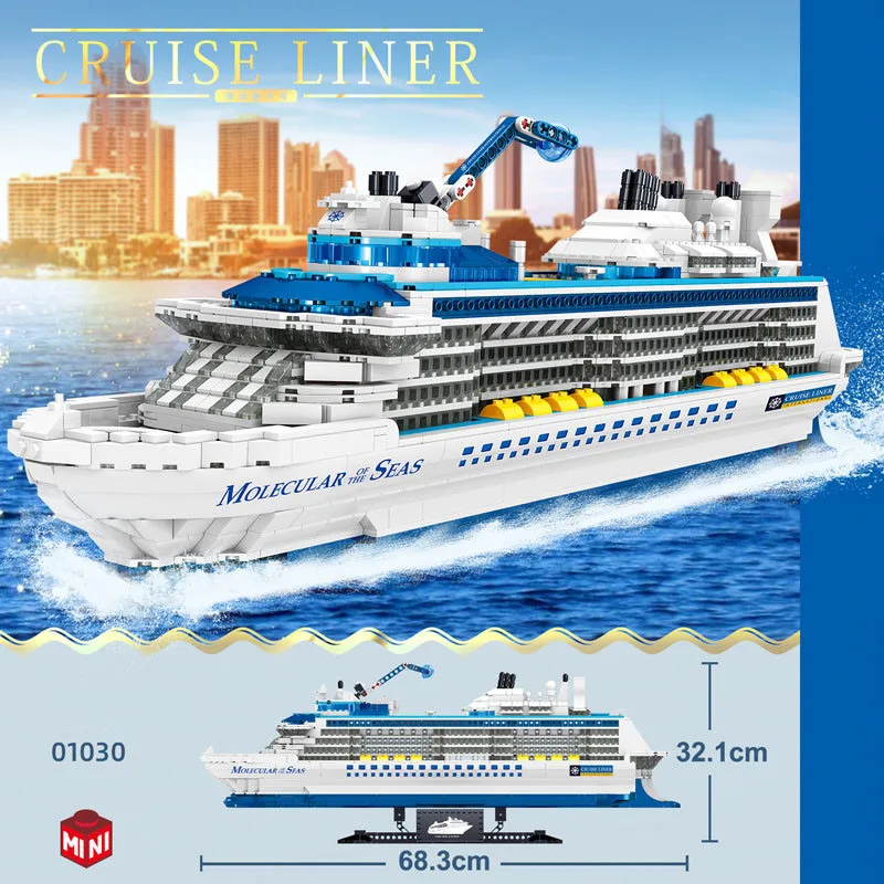 

Luxury Cruise Ship Mini Block Vehicle Assemble Building Bricks Ocean Liner Model Educational Toys Collection For Kids Gifts