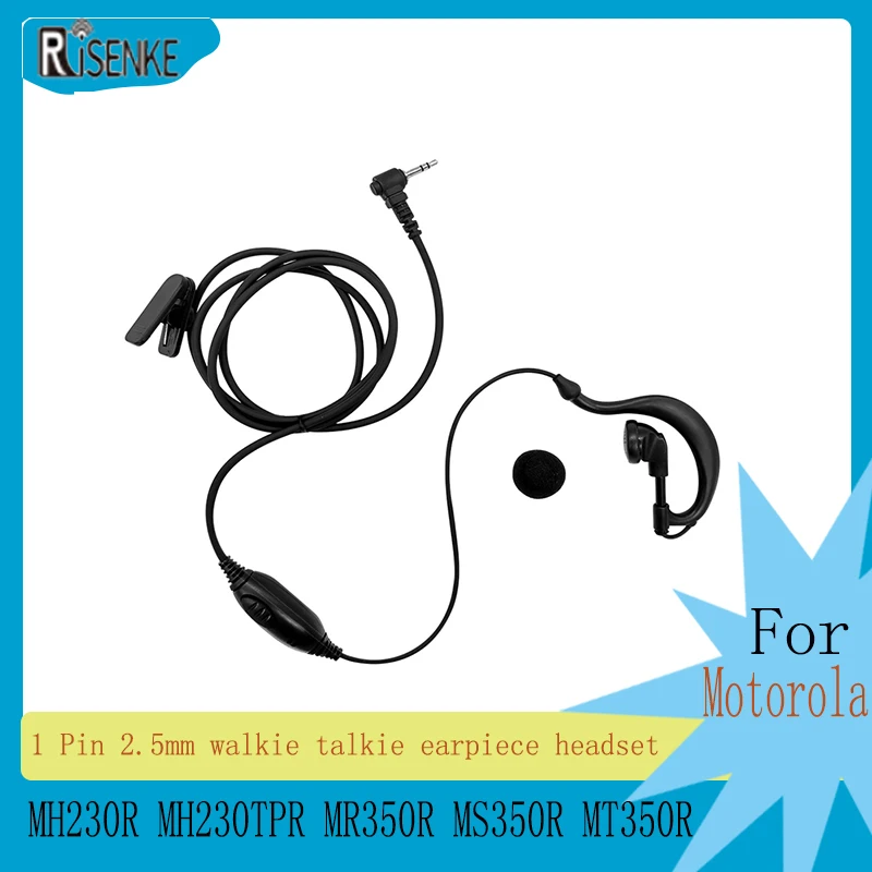 RISENKE-G Shape Walkie Talkie Earpiece for Motorola,2.5mm, 1Pin, Tlkr, Tlkr-t7, T80, T82, Extreme, T62, T60, T260, Radio Headset risenke g shape walkie talkie earpiece for motorola 2 5mm 1pin tlkr tlkr t7 t80 t82 extreme t62 t60 t260 radio headset