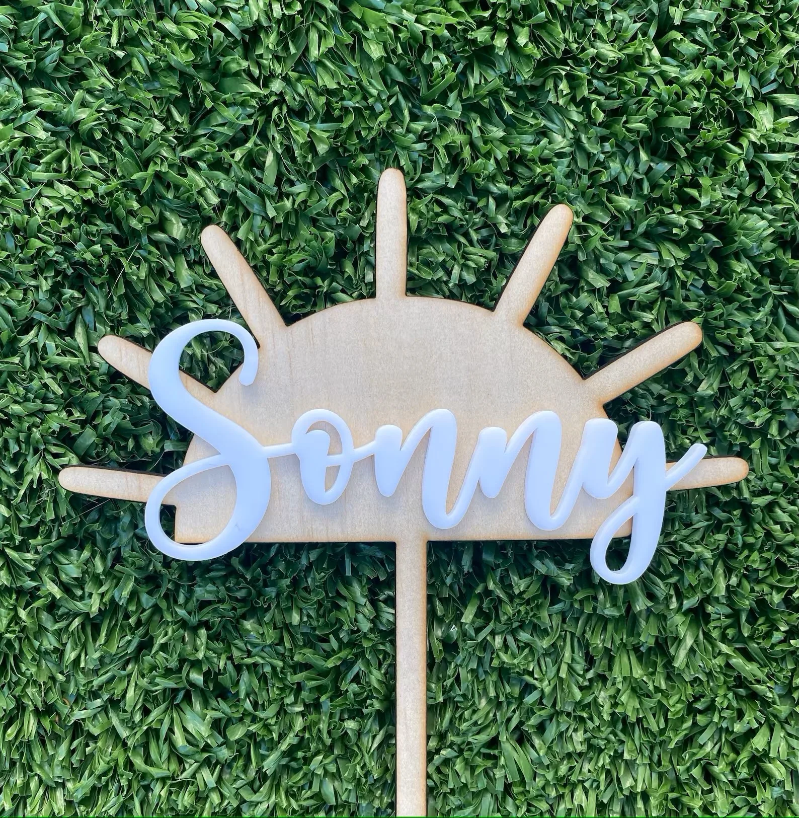 

Personalised Wooden and Acrylic Sun Cake Topper Custom Cake Topper, Wooden Birthday Topper,Birthday Party Gift