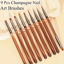 UV Gel Nail Art Brush Set - 9 Piece Design & Painting Tool Kit (9PCs)