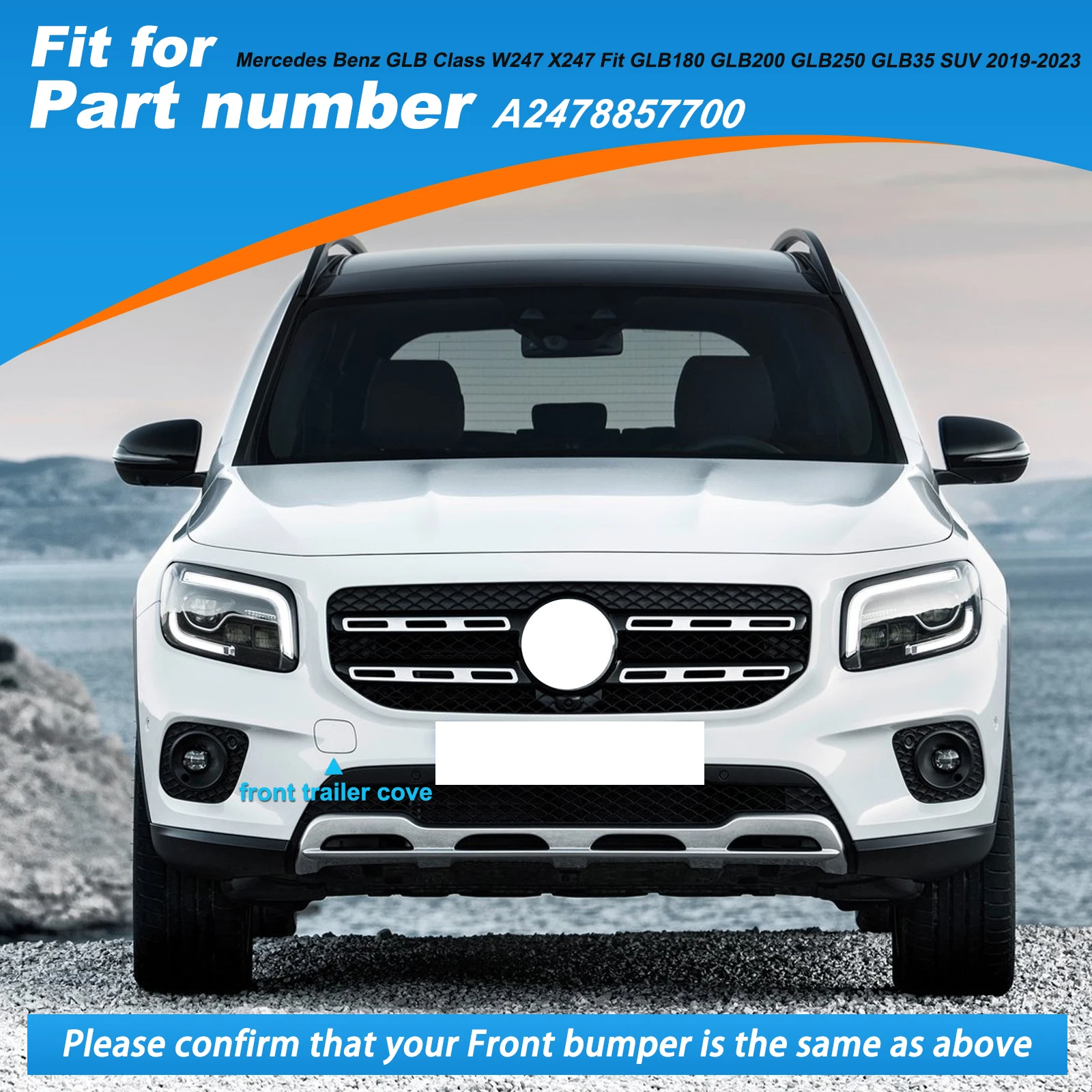메르세데스 벤츠 GLB 클래스 W247 X247 GLB180 GLB250 GLB350 SUV 2019-2023 2478857700용 프론트 범퍼 견인 고리 커버 캡 토잉 아이