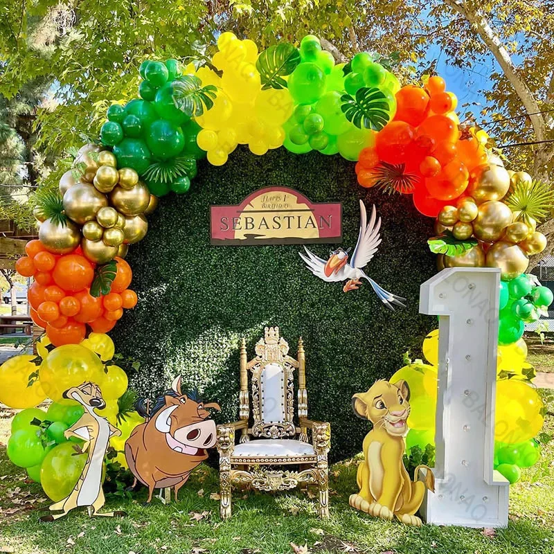 128pcs The Lion King Theme Balloons Garland Arch Kit Simba Green