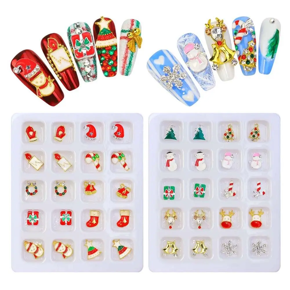 

20Pcs/set Christmas Nail Art Charms Christmas Nail Rhinestone Nail Supplies Manicure Ornaments Christmas Nail Decorations