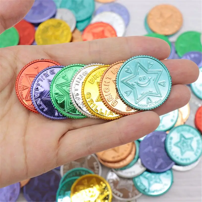 100 PCS Kids Funny Plastic Coins Toy Educational Toys for 6-8 Year Old Kids Brain Training Improve Intelligence Supplies 2