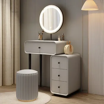 Toeletta per trucco moderna e minimalista Specchio cosmetico nordico a LED Comodo sgabello Toeletta Mobili per camera da letto per donna n 1