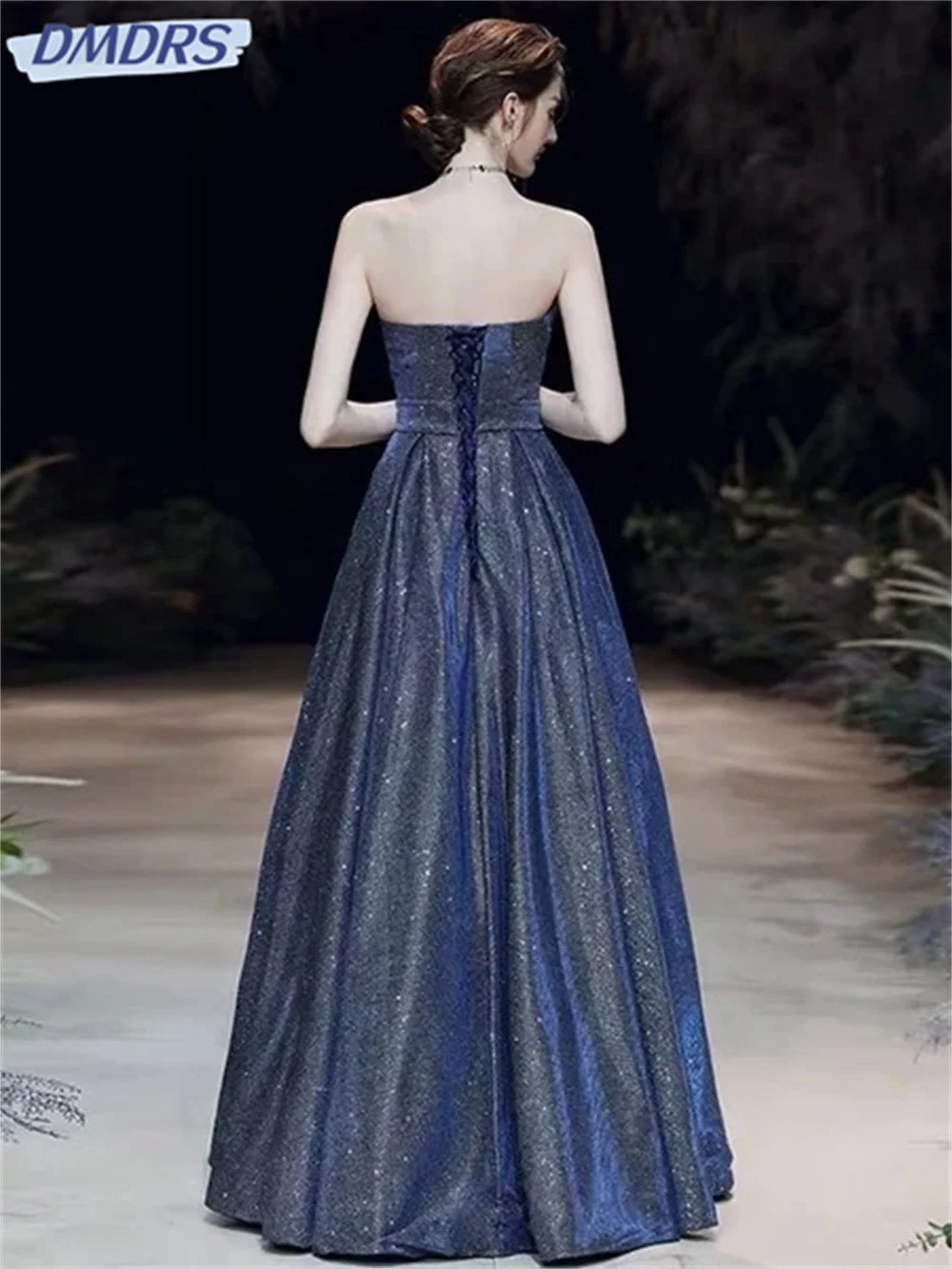 Shiny Strapless Prom Dress 2024 Luxurious Sleeveless Bride Gown Charming A-Line Floor-length Bride Robe Vestidos De Novia