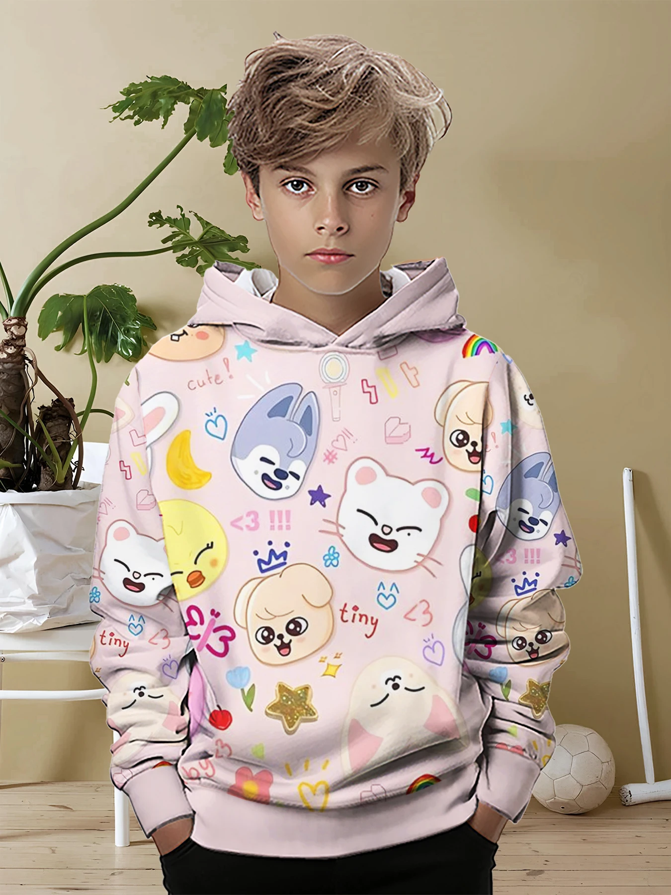 k-Kpop 3D Print S-Skzoo-oS All Seasons Children S-Stray-Casual Sweatshirt Cool Pullover Tops Unisex Kids Clothes Boy Girl Hoodie 2