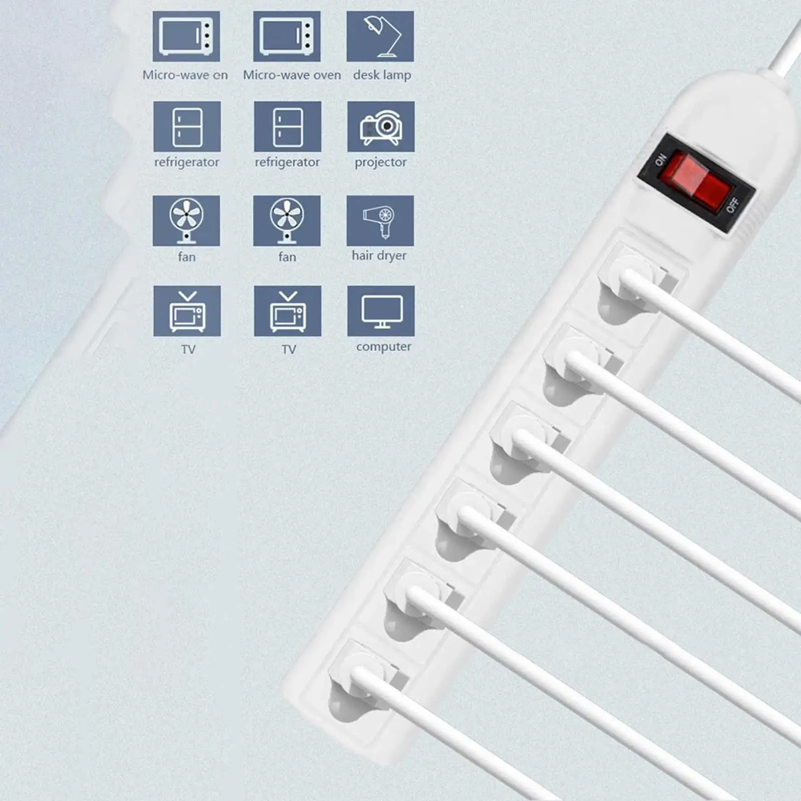 6 Outlet Power Strip US Plug 1000W Saving Place 110V 10A for Business Office