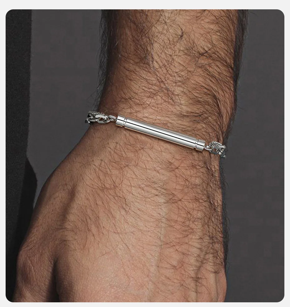 Vnox Urnen-Armband für Feuerbestattung für Männer und Frauen, zu öffnendes Rohr aus Edelstahl, Aschehalter-Gedenkarmband – Detail 2