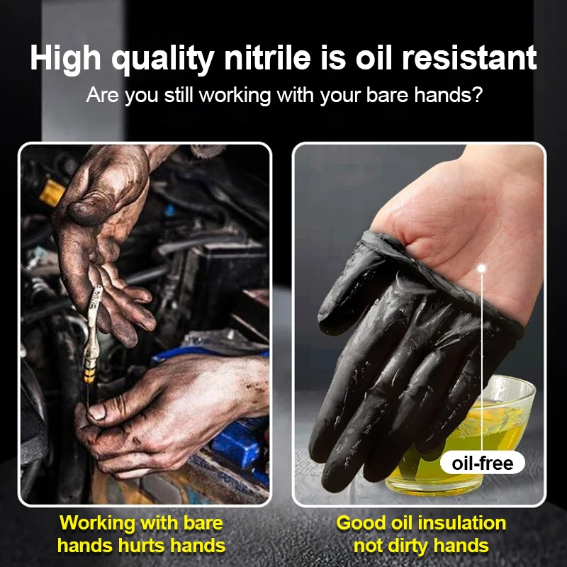 Disposable composite nitrile gloves PVC nitrile synthetic black high elasticity household car cleaning protective gloves