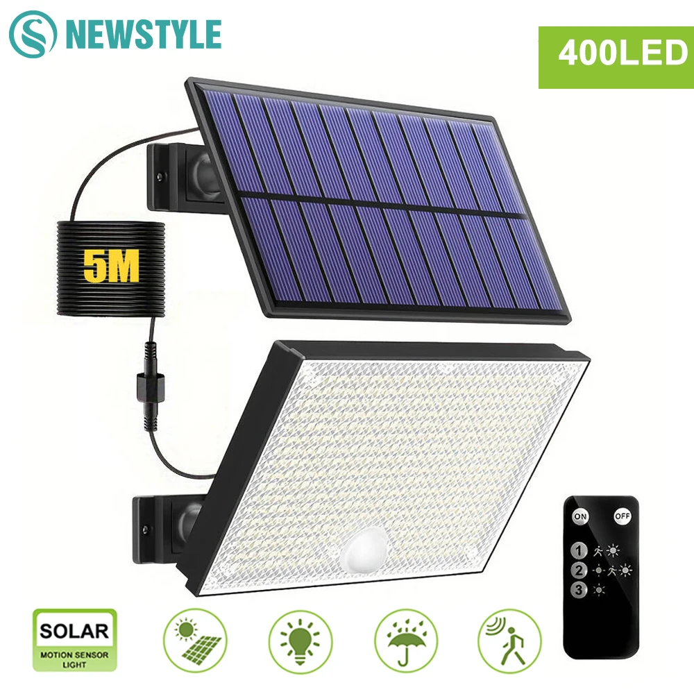 Solar Lights Outdoor 366/400/318 LED Motion Sensor Security Lights IP65 Waterproof Solar Powered Flood Lights for Garden Yard
