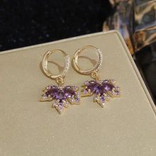  New Sight 2022 Crystal Red Maple Leaf Charm Pendant&necklaces for Women Fashion Brand Jewelry Delicate Zirconia Chain Necklaces 