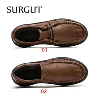 SURGUT Men's Casual Shoes Spring Autumn Genuine Leather Handmade Comfortable Men Lightweight Versatile Daily Shoes Size 38-46 2