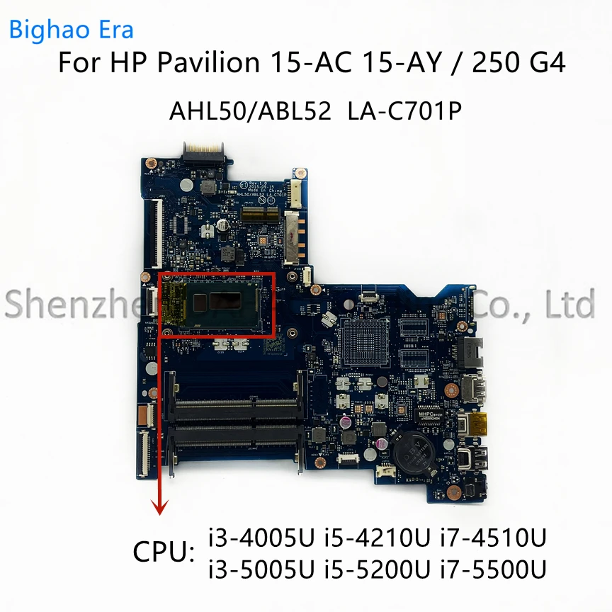Placa-mãe Portátil para hp Pavilion 15-ac 15-ay 250 g4 i3 i5 i7 Cpu Ahl50abl52 La-c701p Sps 823922001 836039501 836882 a 601