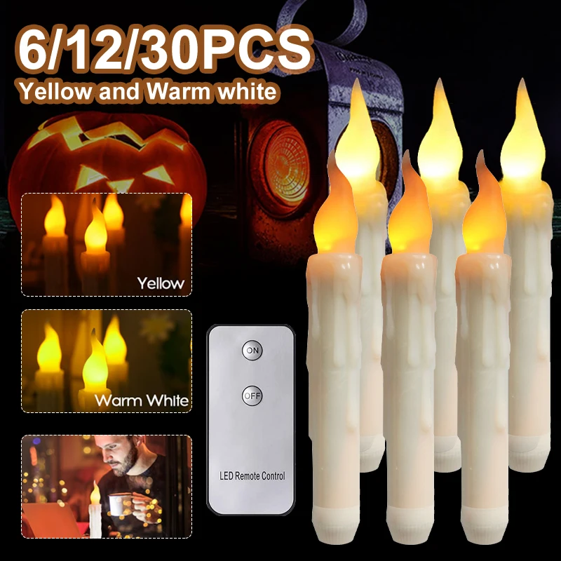 61230PcsLEDFloatingCandlesWithRemoteControlHalloweenDecorFor