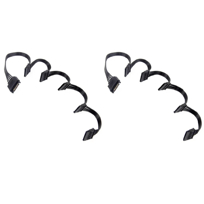 

2X 15-контактный кабель SATA для жесткого диска, 1 штекер на 5 гнездовых разъемов, сплиттер питания, кабель-адаптер для DIY ПК Sever