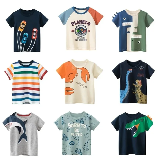 T-shirts à manches courtes pour enfants, Version coréenne, vêtements pour enfants, garçons et bébés, en coton, hauts d'été de dessin animé de 2 à 9 ans 1
