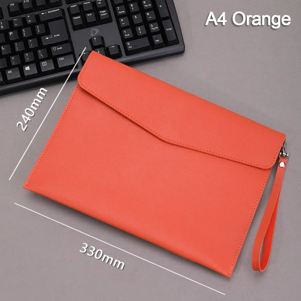 Large Capacity Leather Document Pouch with Handle - Stylish File Organizer