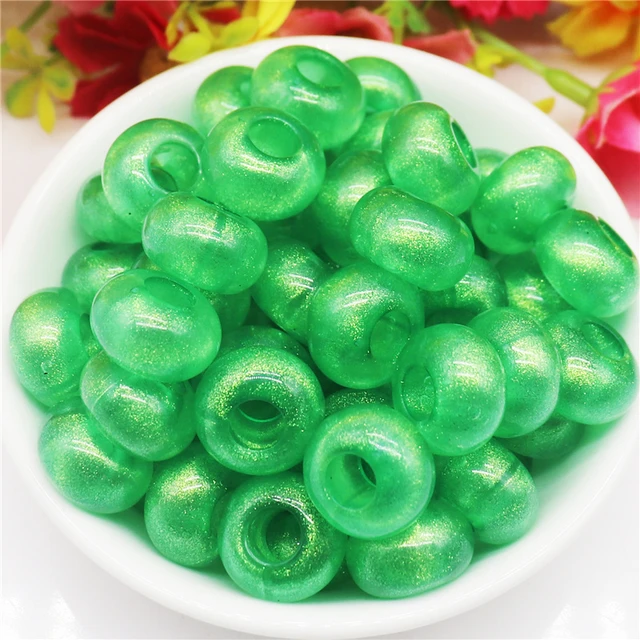 10Pcs AB Coating Color Shining Glitter Beads 5mm Large Hole Wthout