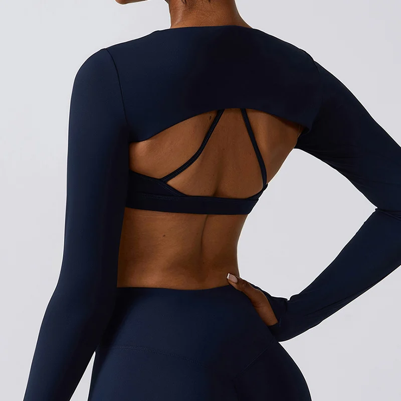 Running Shirt Fitness Tight Woman Work Out Clothing Shawl New Long Sleeve Yoga Tops Sexy Gym Sportswear Yoga Wear For Women 4