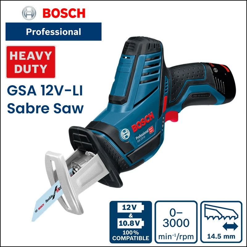 

Bosch Professional Cordless Reciprocating Saw Electric Saw Metal Wood Cutting Machine 12V Lithium battery Chainsaw Cutting Tools