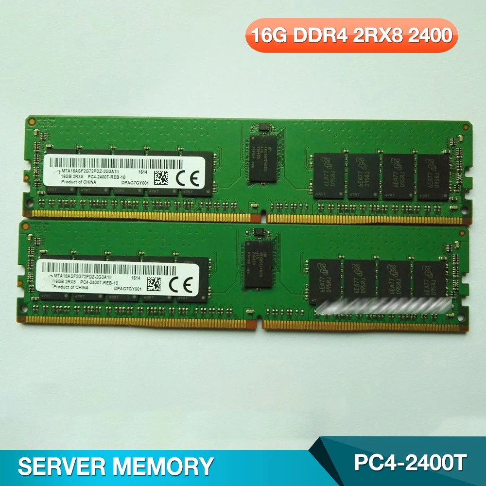 16G DDR4 2RX8 2400 PC4 2400T สำหรับไมครอนหน่วยความจำเซิร์ฟเวอร์ ECC REG ...