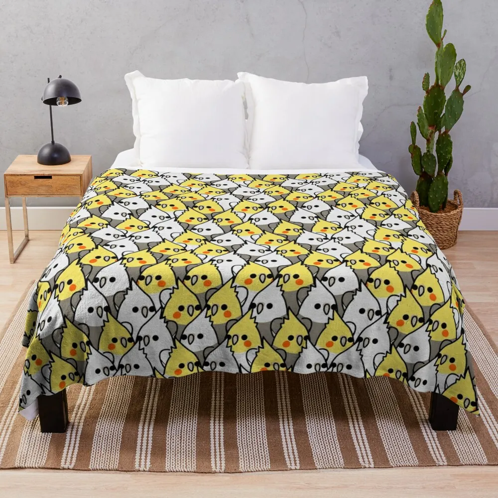 

Too Many Birds! - Cockatiel Squad Throw Blanket Decorative Sofa Bed linens Camping Travel Blankets