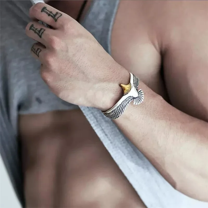Bangle Bracelet Creative Vintage Eagle Bangle Bracelet Domineering Eagle Feather Open Adjustable Bangles Bracelets Accessories for Men Women
