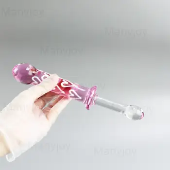 Pink Crystal Glass Dildo Artificial Penis Butt Vaginal Anal Plug G Spot Stimulation Ball Beads Masturbator for Women Gay Sex Toy 4