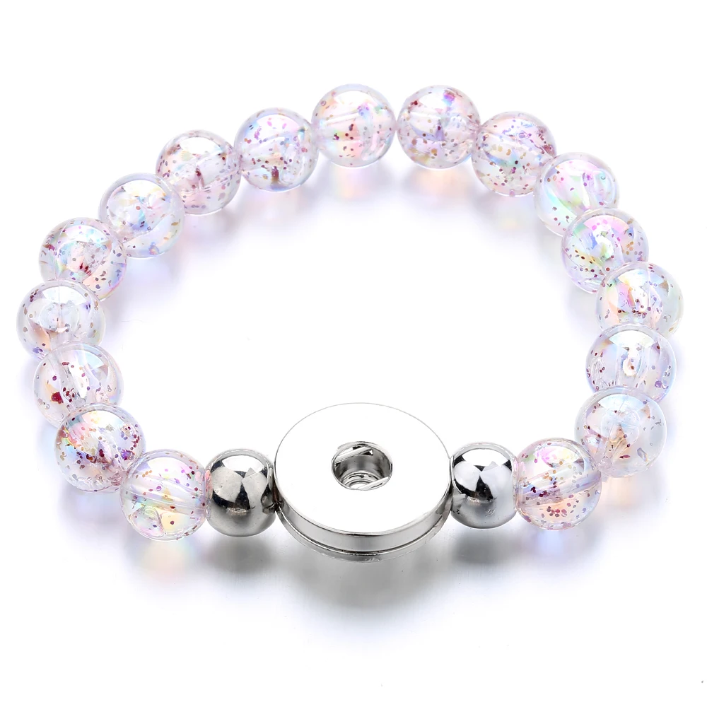 Imitation Color Pearls Bead Snap Button Bracelet  Handmade Snaps Jewelry For Women Men