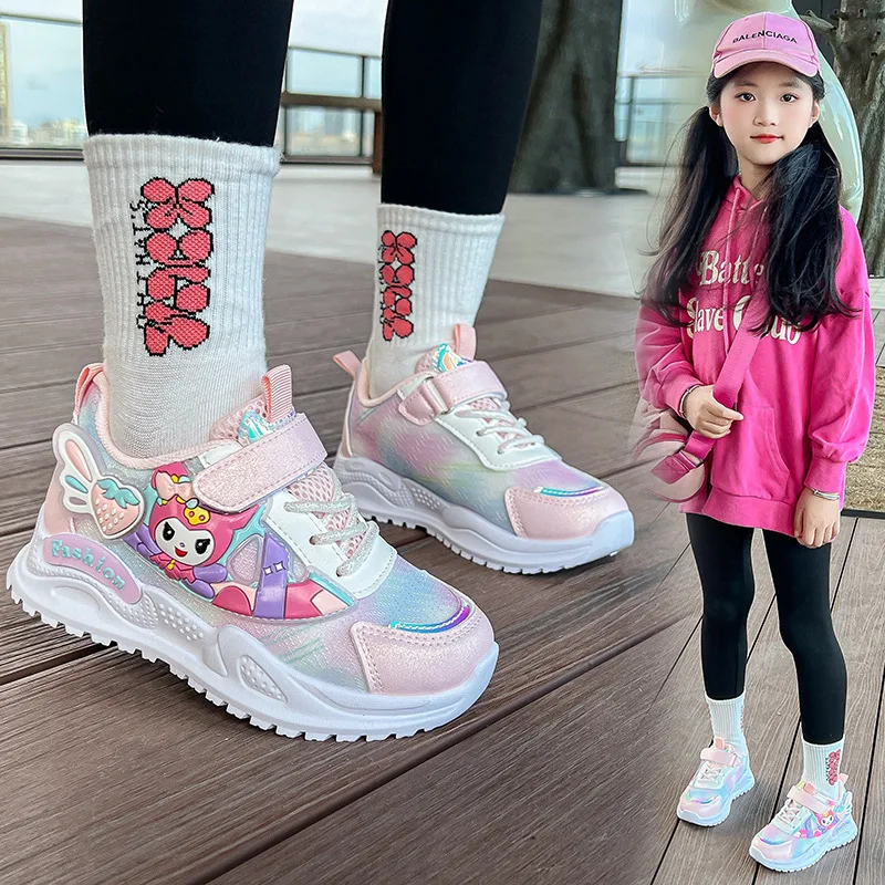 Kinder Frühlingssneaker Mädchen Schulschuhe Freizeitschuhe Outdoor Atmungsaktive Laufschuhe Leichte Weiche Tenis Rosa Rutschfeste Kinderschuhe