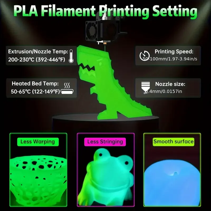 야광 3D 프린터 필라멘트, PLA 필라멘트 1.75mm, 치수 정확도 +/- 0.03mm