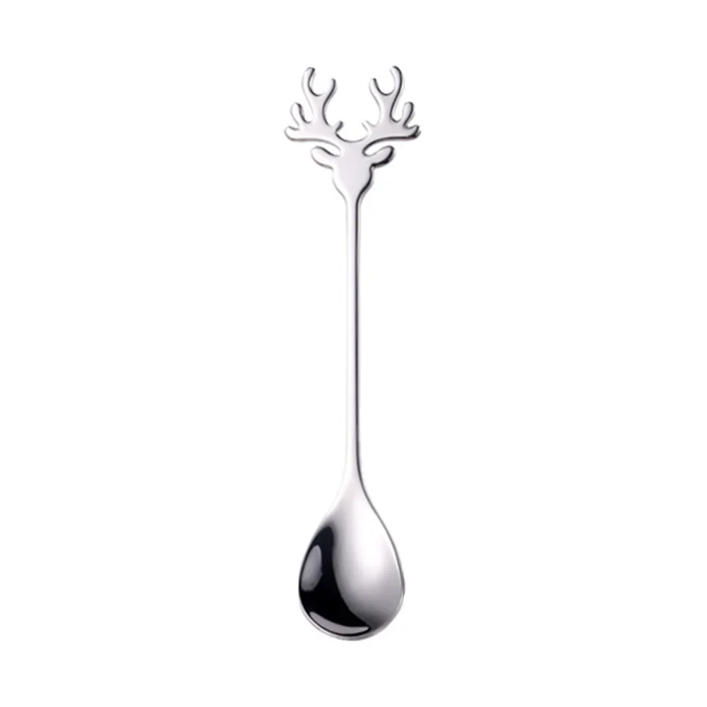 Spoon Coffee Spoon 14x2.5cm Deer Head Fawn Gold Mug Rose Gold Silver Stirring Black Coffee