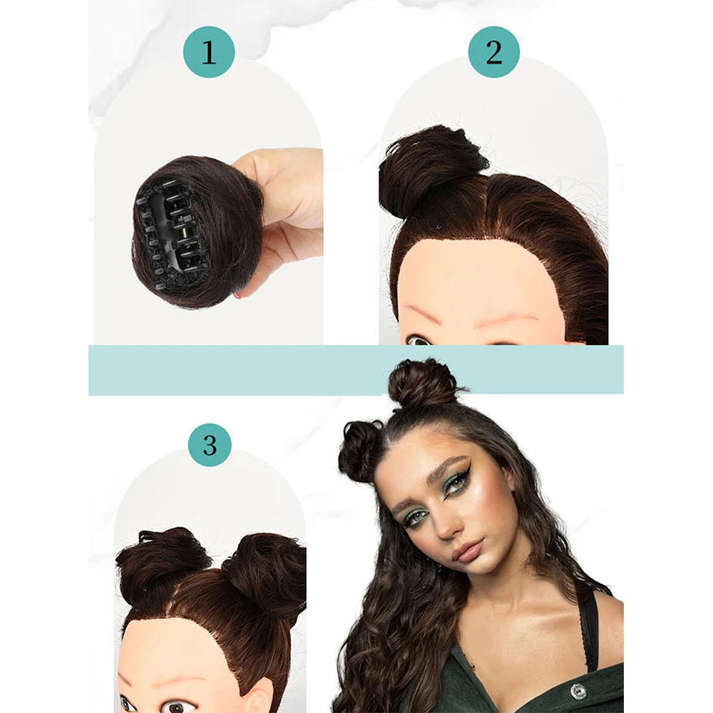 여성용 헤어 번즈, 합성 곱슬머리 시뇽, 옴브레 클로 헤어, 메시 번즈 업두, 클립형 헤어피스