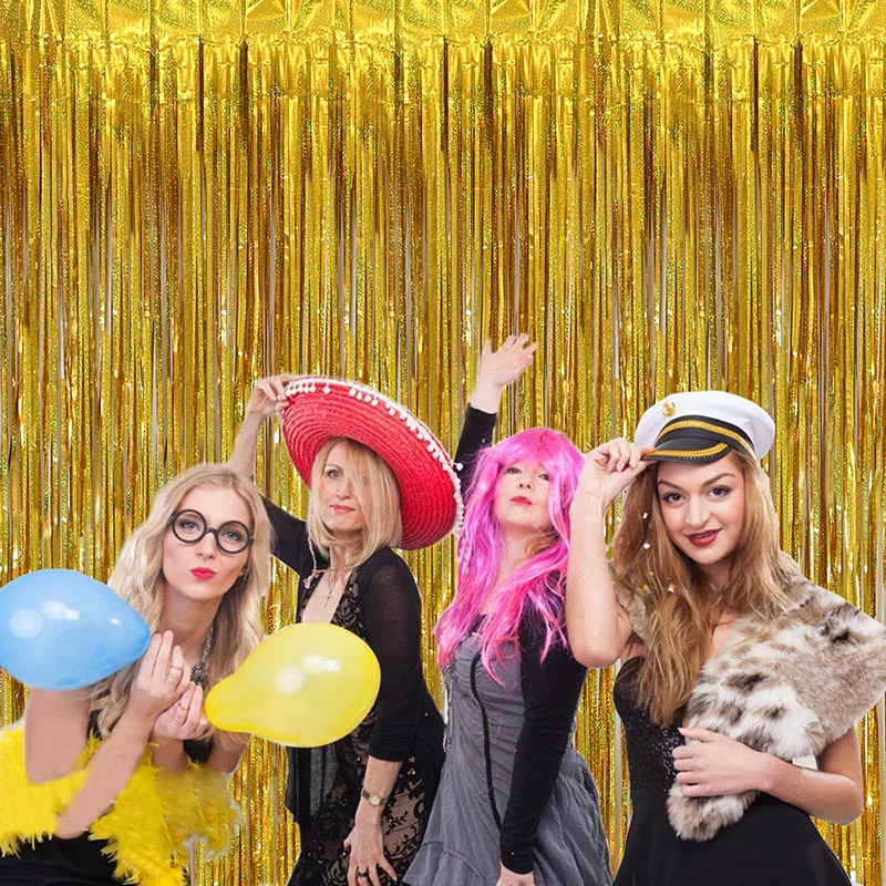 Photography Curtain Tinsel Fringe Curtains Tinsel Fringe Curtain Birthday Backdrop Party Backdrop Curtain Party Decoration Fringe Curtain Party Supplies Birthday Party Decorations 1-4m Foil Tinsel Curtain Birthday Backdrop Curtain Girl Wedding Bachelorette Party Backgroun Photozon