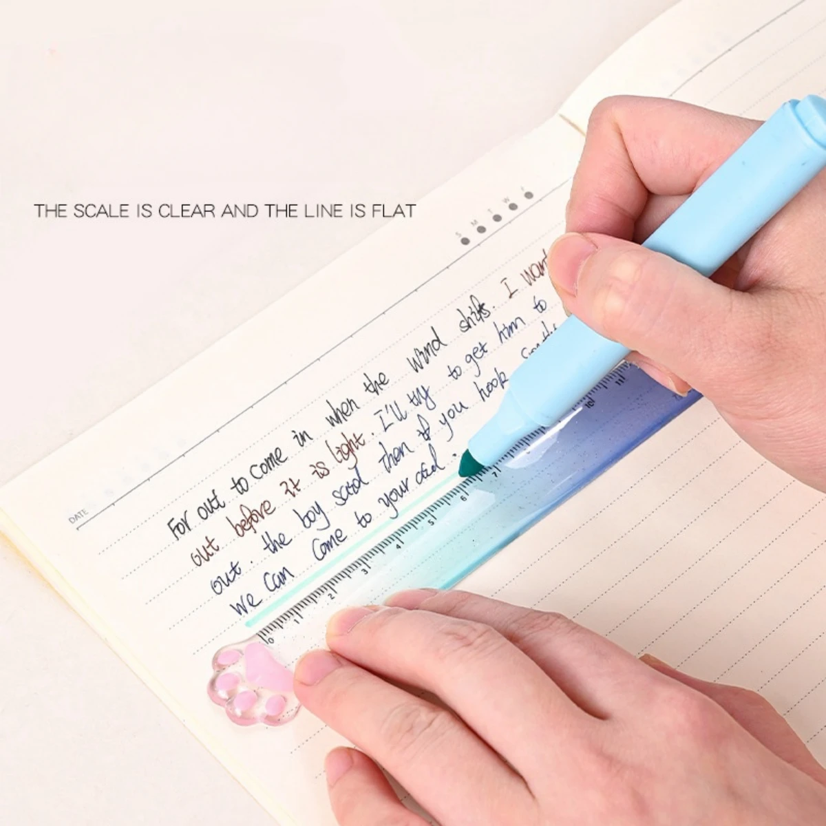 Straight Ruler 15M Cat Claw Gradient Measuring Tool Korean Style School Stationery Supply Kawaii Accessories