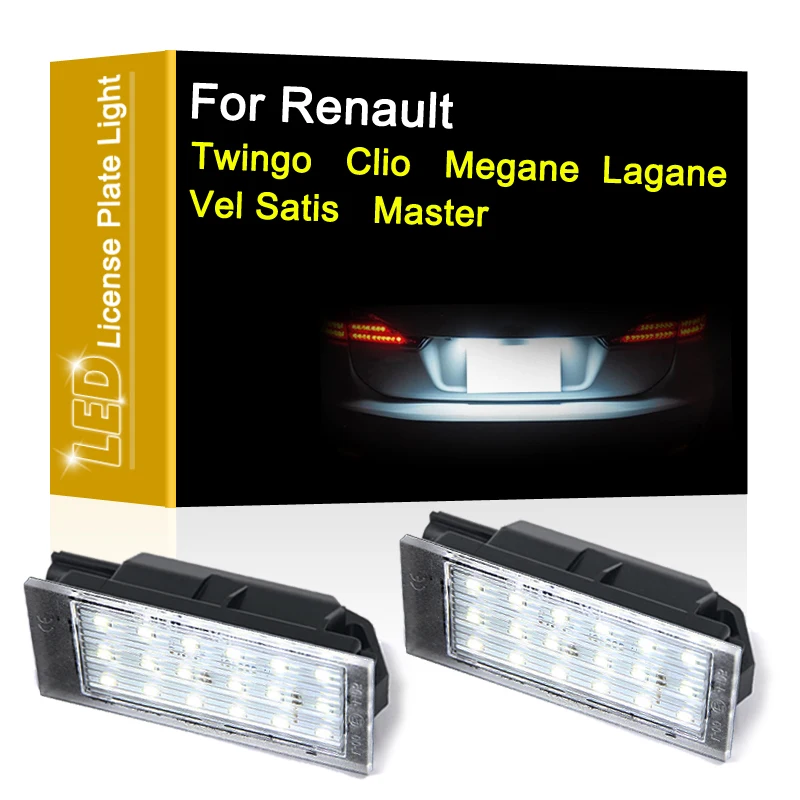 Nslumo NSLP054 2 Luci LED Targa Bianco Xenon Per Renault Twingo Clio Megane Laguna Vel Satis Master, 6000K, 18 SMD, Plug And Play, Omologate E4