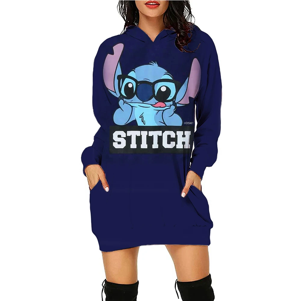 Y2k Stitch Dresses for Women 2024 Disney Woman Clothes Mini Dress With Hood Hoodie Kawaii Fashion Luxury Party Sweater Dress 3XL - Image 2