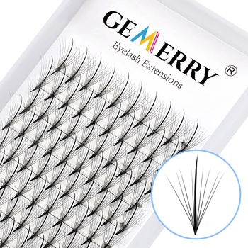Gemerry Wispy 프리메이드 팬 포인티 베이스, 9D 러시아 볼륨 속눈썹 익스텐션, 개별 속눈썹, 인조 밍크 속눈썹