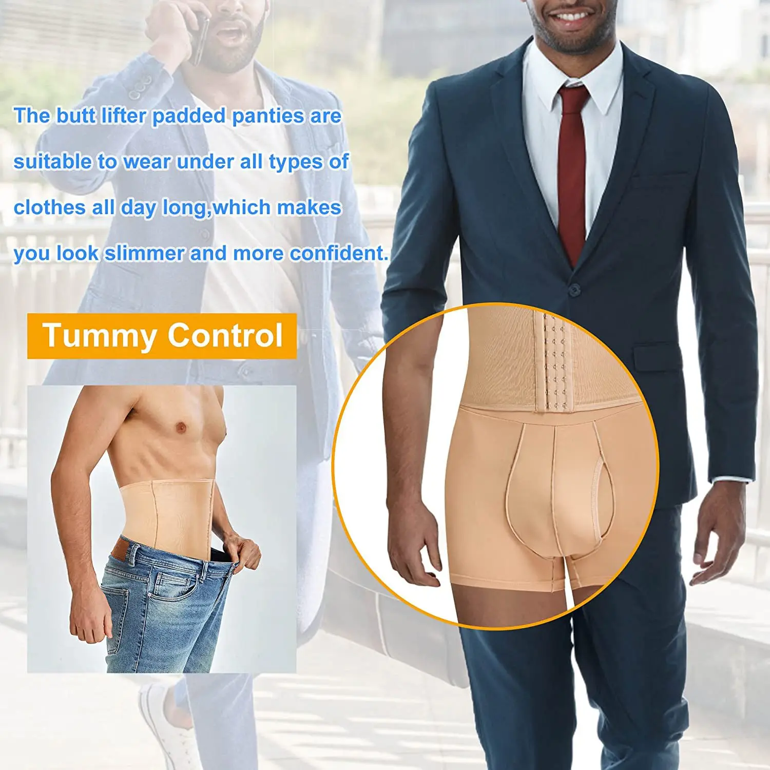 Men Butt Lifter Hip Bum Enhancer Shorts Shaper Pants Padded