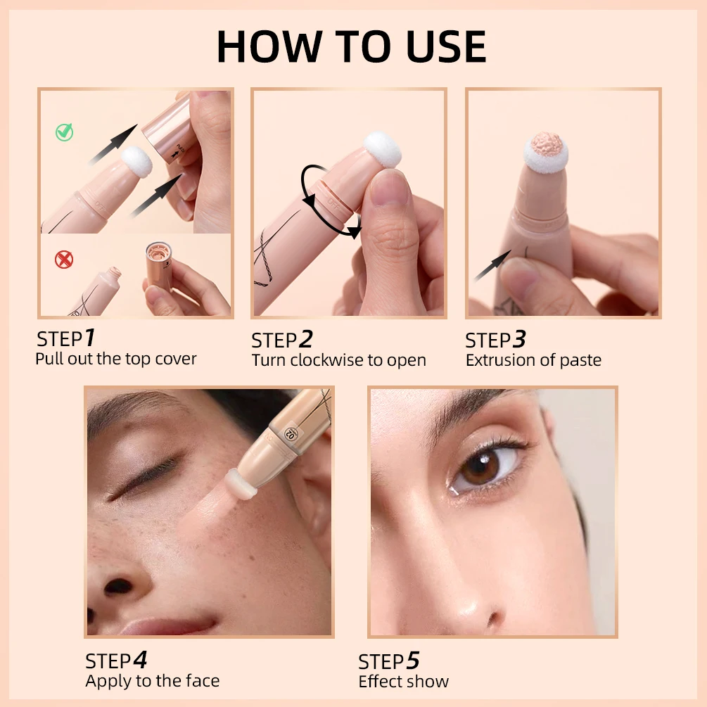 QIBEST Waterproof Liquid Concealer Makeup Full Coverage Cosmetics Makeup Contour Face Concealer Face Scars Acne Cover Foundation
