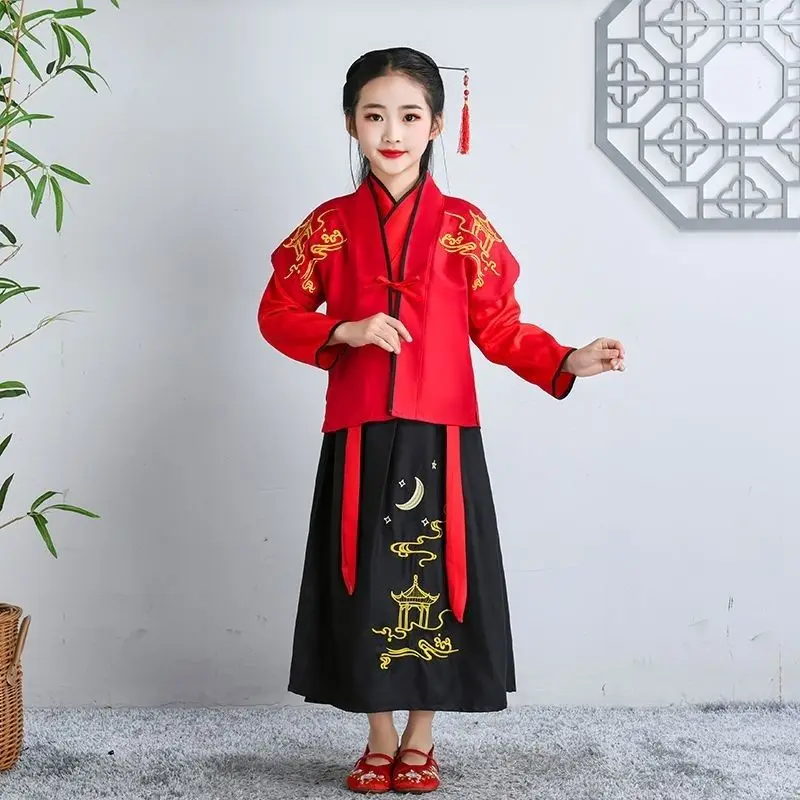 Ancient Kids Traditional Dresses Chinese Outfit Girls Costume Folk Dance Performance Hanfu Dress for Children