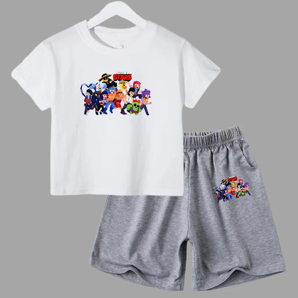 Conjunto de 2 piezas de camiseta y pantalones cortos de algodón para adolescentes y niños, juego de lucha, ropa deportiva de manga corta de verano para niño y niña