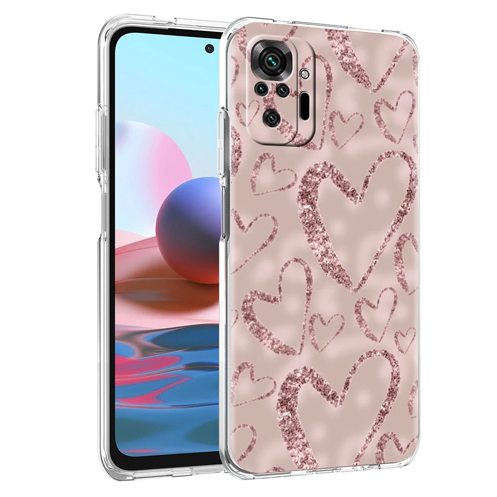 Gold Rose Love Heart Clear Phone Case Cover