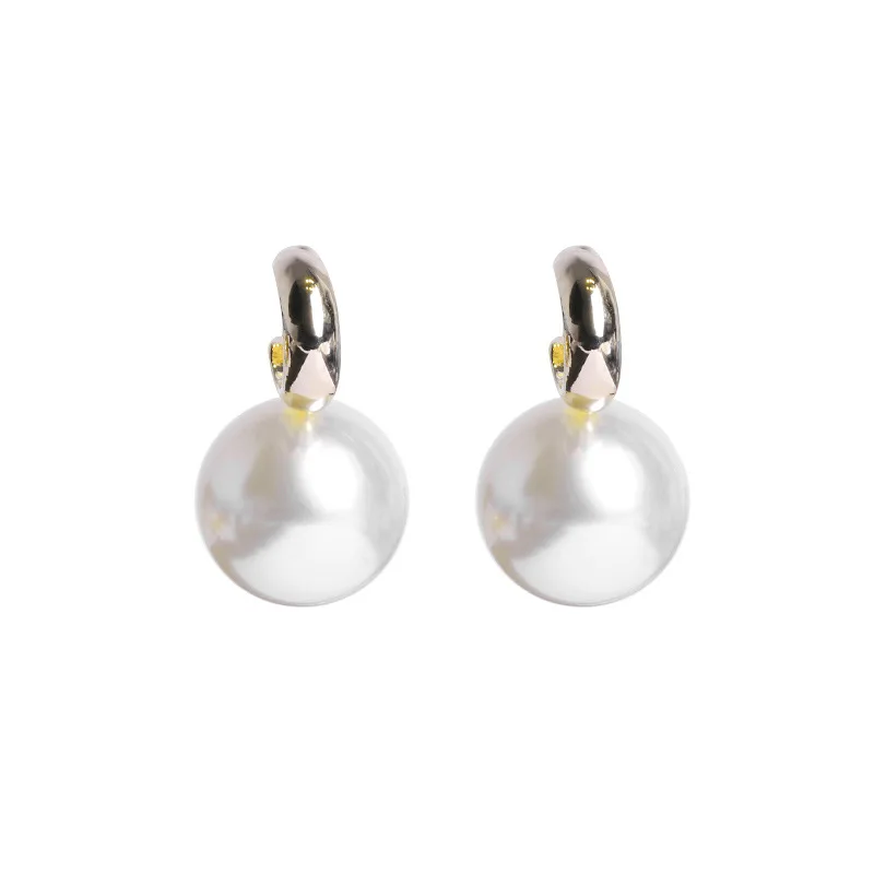 Korean Oversized Pearl Drop Earrings for Women Bohemian Golden Round Pearl Wedding Earrings Jewelry