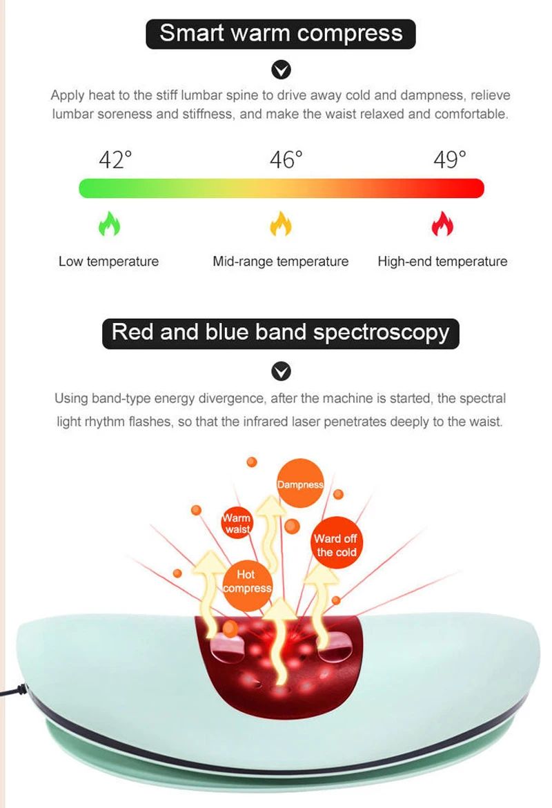 Έξυπνη ηλεκτρική συσκευή οσφυϊκής έλξης, μασάζ μέσης, φουσκωμένο φορείο πλάτης, μασάζ με δόνηση, θερμότητα, ανακούφιση από τον πόνο στην ισχιαλγία, δώρα_voghion.com