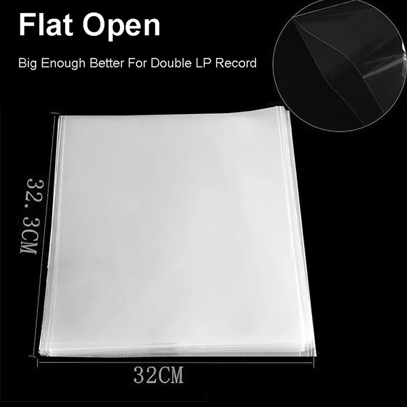12 inch OPP Gel Recording Protective Sleeve for Turntable Player LP Vinyl Record Self Adhesive Records Bag 32.3cm*32cm 50PCS