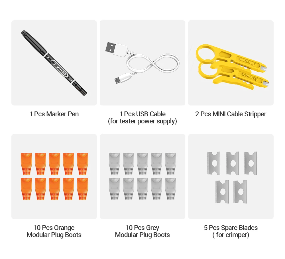 AMPCOM Lan Tester Tool Set, cabo Ethernet