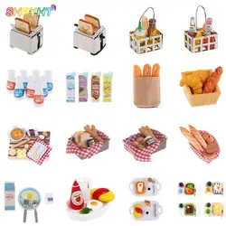 1/12 Scale Miniature Dollhouse Breakfast Set Milk & Egg Bread Juice for Mini Doll Food Play Kids Kitchen Set Accessories Toys